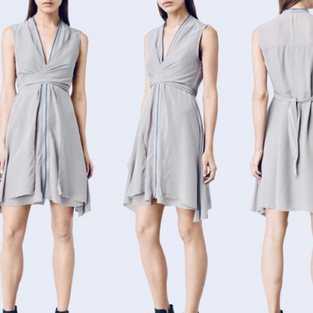 ALL SAINTS jayda silk zip up dress